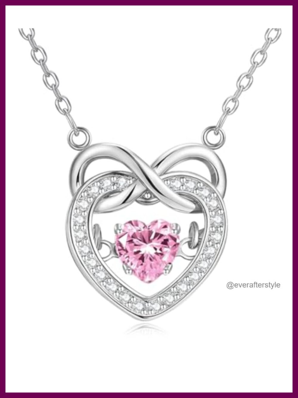 Infinity Heart Pendant Necklace Sterling Silver 18K White Gold Plated